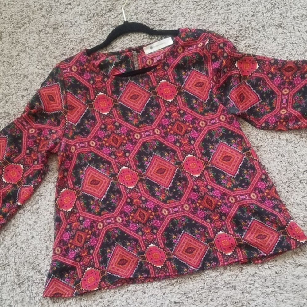 Printed Blouse • Key Hole Back • Impeccable Pig